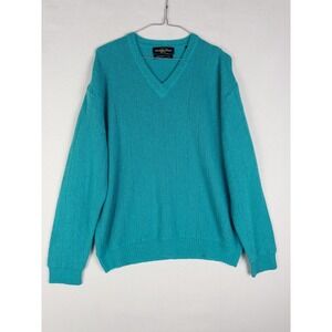 VTG Golden Bear Super Fine Alpaca Pullover Mens XL Turquoise Knit Solid Casual